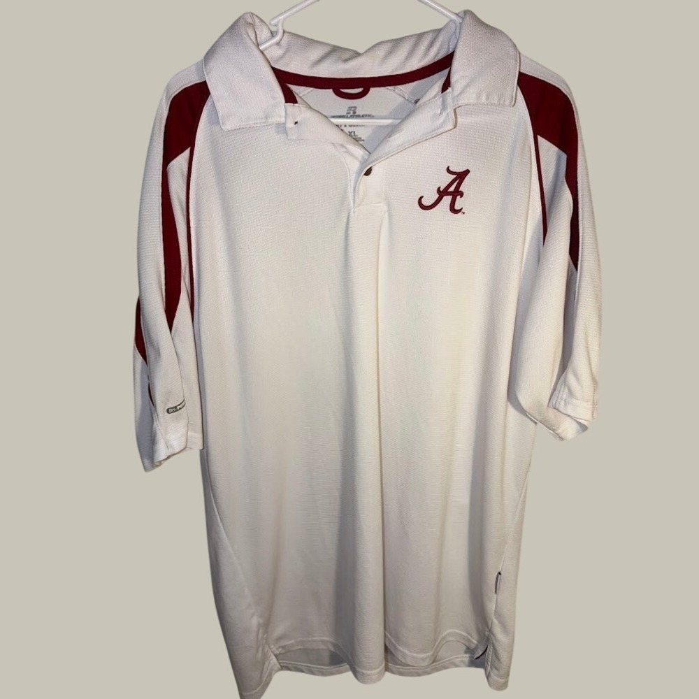 Russell Athletic Alabama Crimson Tide Dri-Power Polo Shirt Mens XL White Crimson